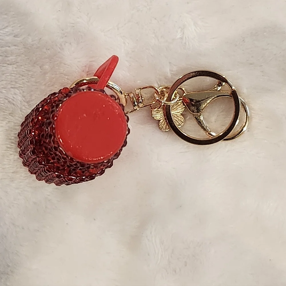 Red Rhinestone Tumbler Keychain Bag Charm